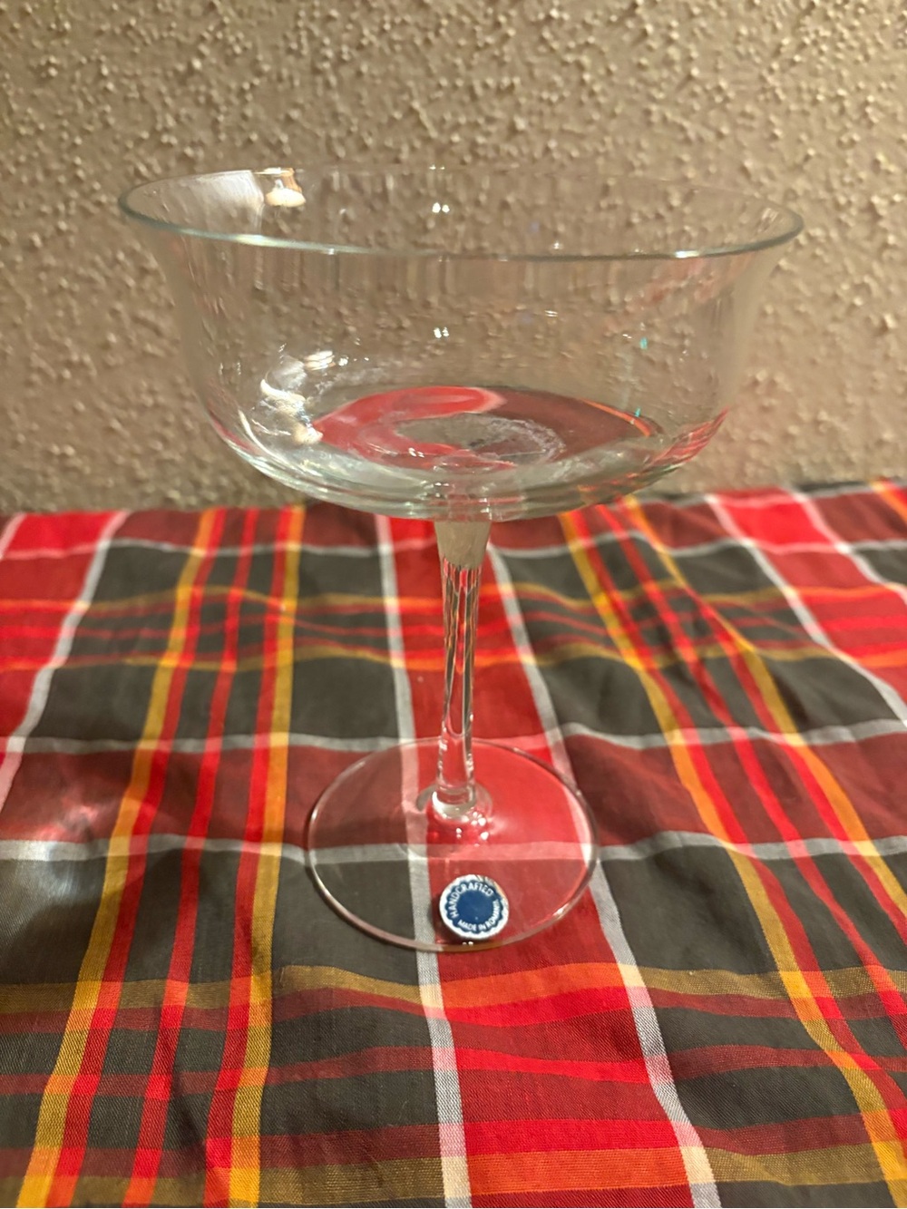Vintage Handmade Romanian Coupe Glass - Clear Stemmed Dessert & Champagne Coupe
